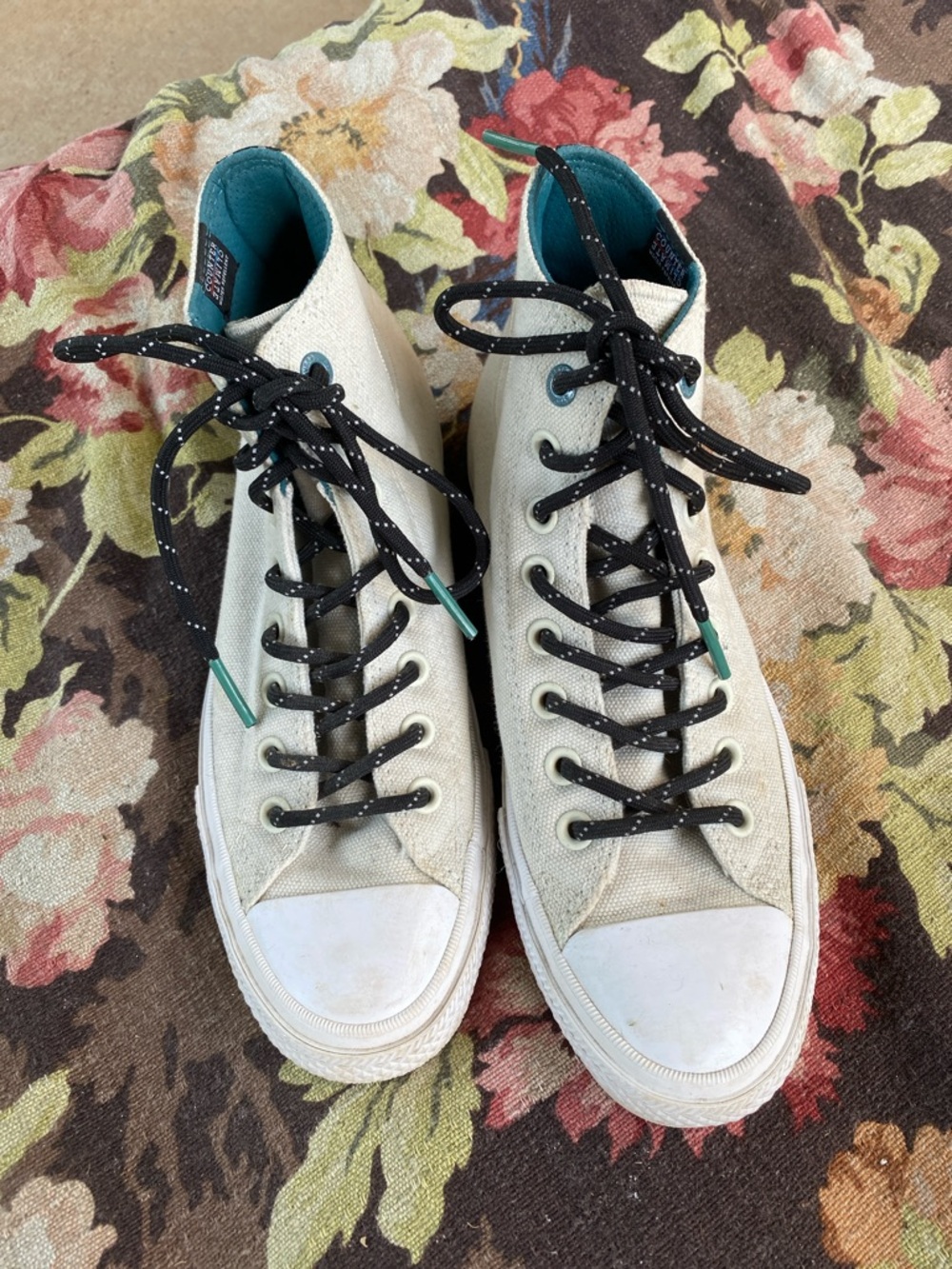 Converse Lace-Up High-Top Boots in Off-White with Black Laces